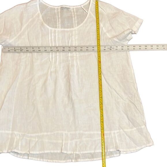 Russ Berens top S 100% linen white pintuck Decor Angelic Minimalist Dainty Girl - Picture 9 of 10